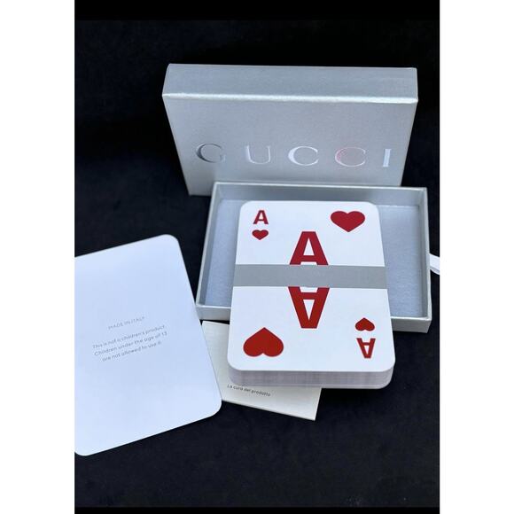 Gucci Horse Bit Leather Card Case Black & Playing Cards Trump. New - Picture 4 of 7